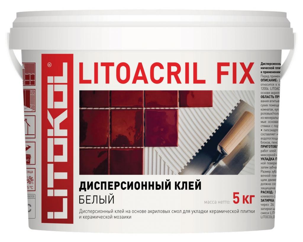 Клей для плитки готовый LITOACRIL FIX белый (ведро 5 кг) 480910002