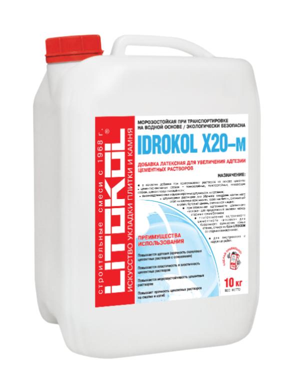 Добавка латексная для увеличения адгезии цементных растворов IDROKOL X20-м (канистра 10 кг) 11930000