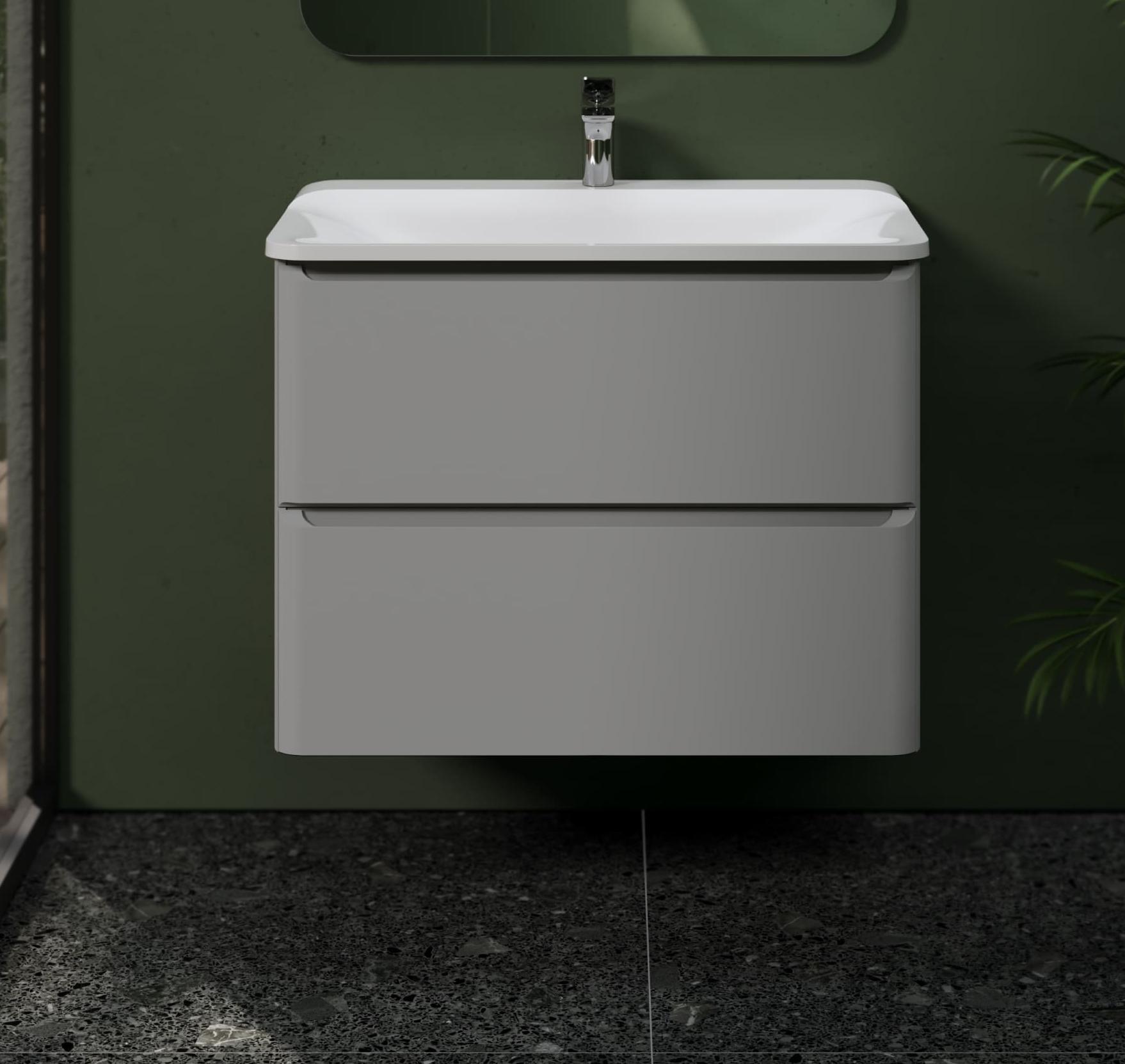 RAVAL Тумба Welto 80 с 2 ящ. подвесная Светло-серая для раковины Solo Wel.01.80.2/P/GRS/RL