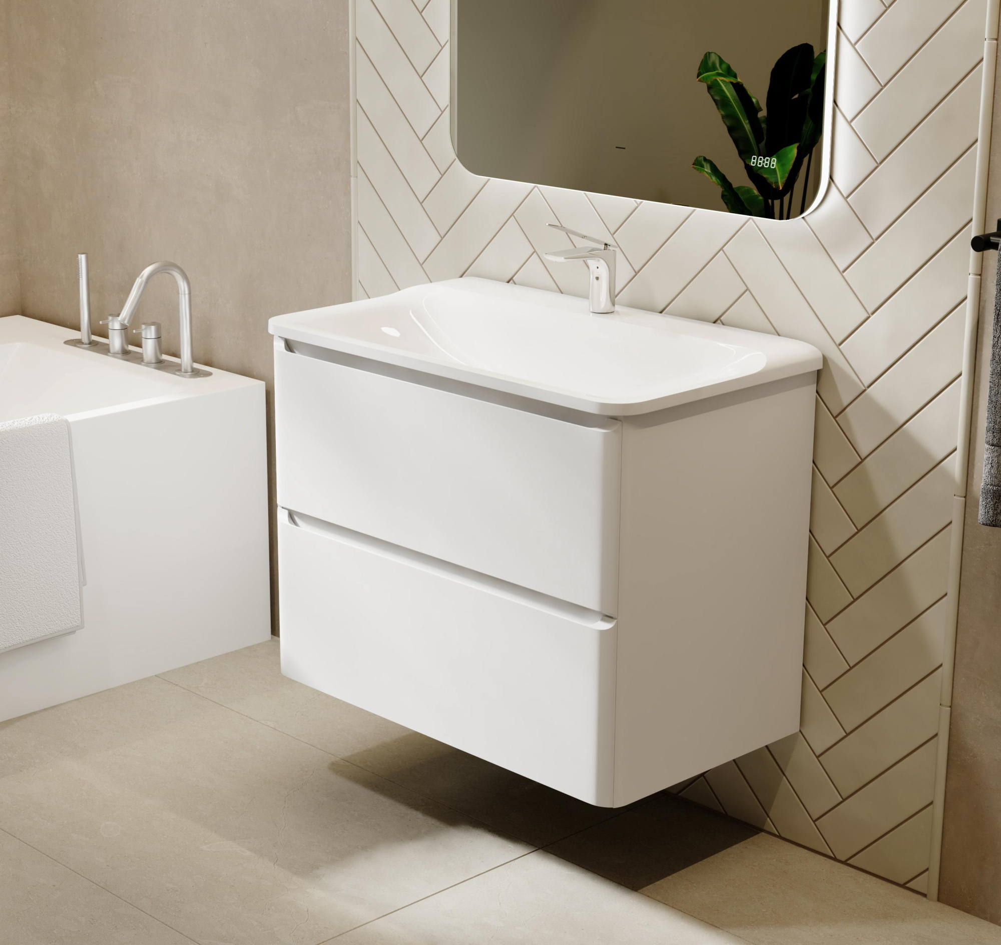 RAVAL Тумба Welto 80 с 2 ящ. подвесная белая для раковины Solo Wel.01.80.2/P/W/RL