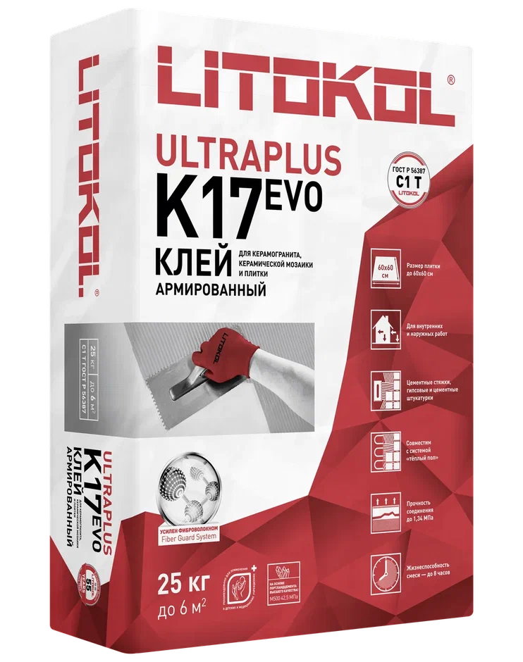 Клей для плитки LITOKOL K17 ULTRAPLUS EVO (мешок 25 кг) L0509570002