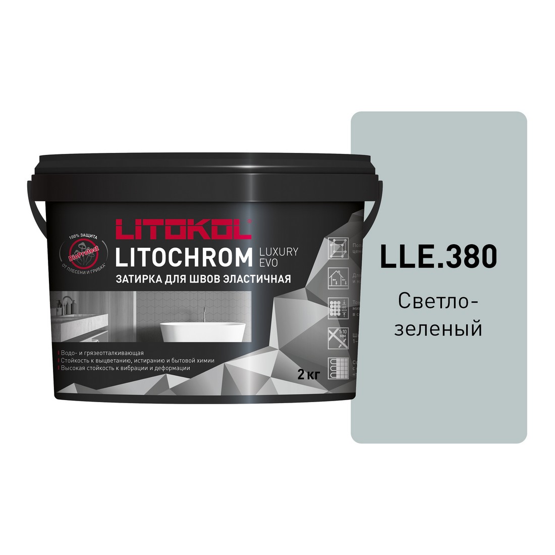 Затирка цемент. LITOCHROM LUXURY EVO LLE.380 Светло-зеленый 2кг 500630003