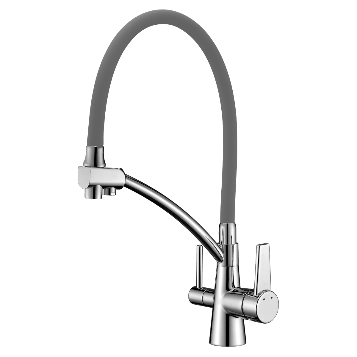 Смеситель Comfort LM3071C-Gray для кухни, с гибким изливом, с подключением к фильтру питьевой воды