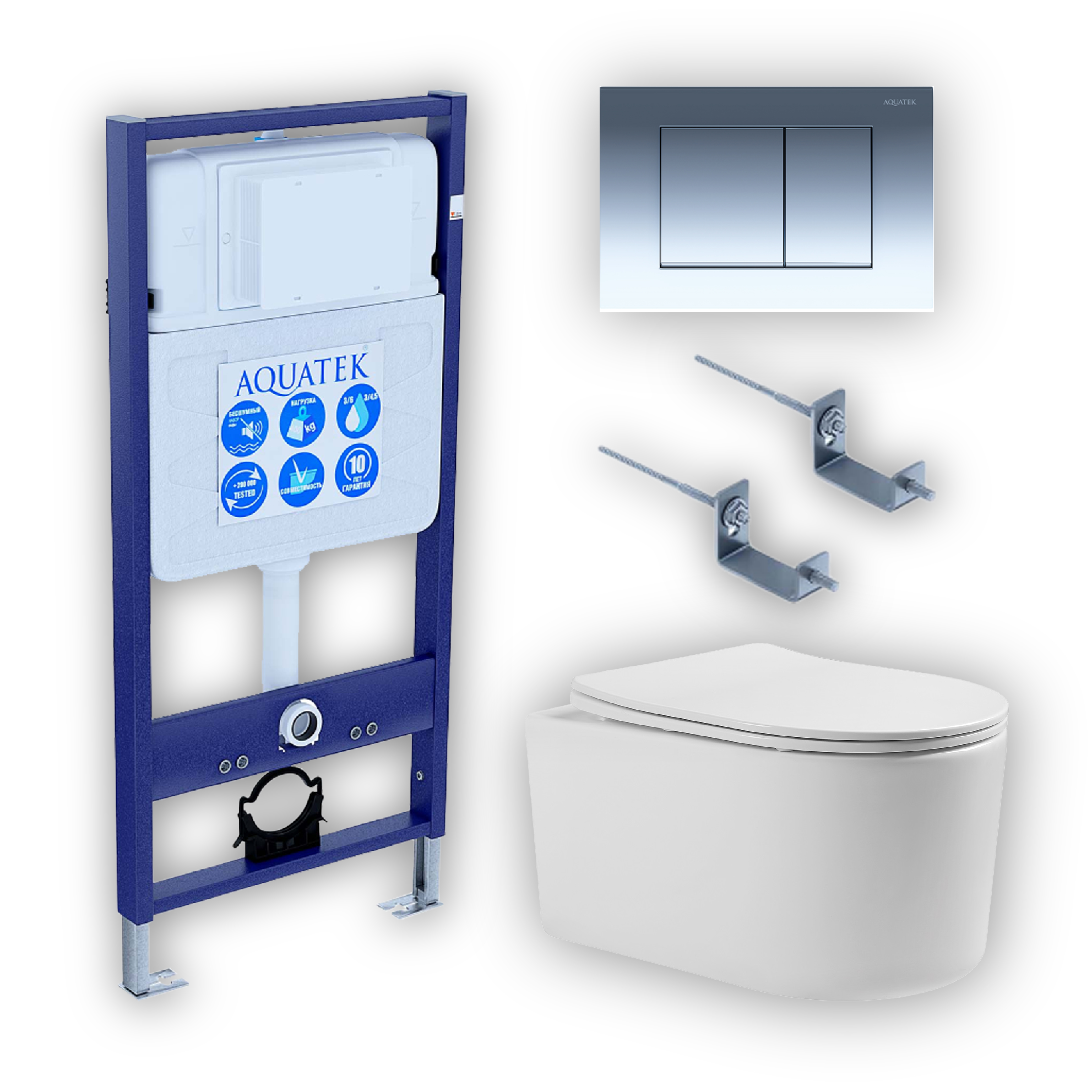 SET AQUATEK МИЯ (рама AQUATEK Standard INS-012 клавиша KDI-010  крепеж KKI-002 унитаз МИЯ AQ2004-00 с м/л