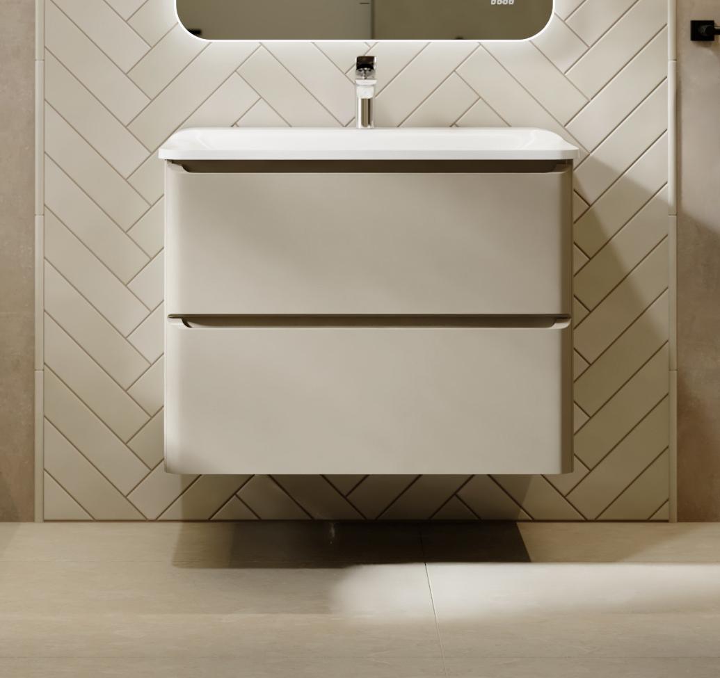 RAVAL Тумба Welto 80 (2 ящ.) подвесная Светло-коричневый для раковины Solo Wel.01.80.2/P/BRS/RL