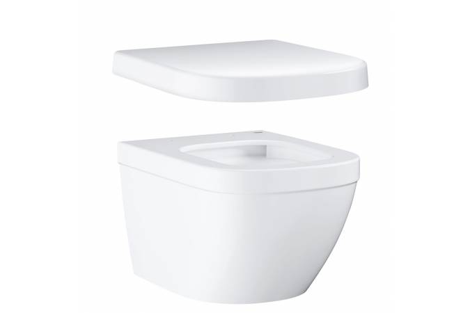 GROHE. Унитаз подвесной безободковый, компактный Euro Ceramic с сиденьем с микролифтом (NW0028)
